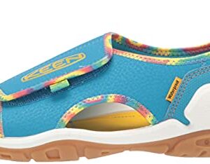 KEEN Knotch River Open Toe Sandals, Tie Dye/Vivid Blue, 3 US Unisex Big Kid