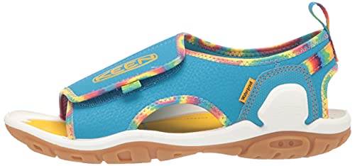 KEEN Knotch River Open Toe Sandals, Tie Dye/Vivid Blue, 3 US Unisex Big Kid