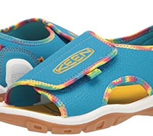 KEEN Knotch River Open Toe Sandals, Tie Dye/Vivid Blue, 3 US Unisex Big Kid