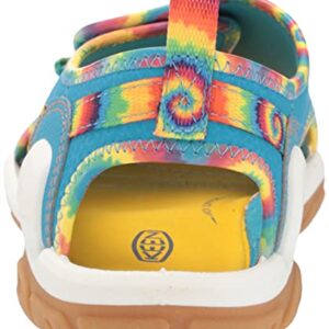 KEEN Knotch River Open Toe Sandals, Tie Dye/Vivid Blue, 3 US Unisex Big Kid