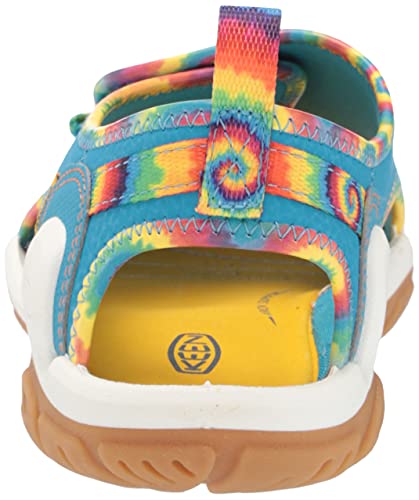 KEEN Knotch River Open Toe Sandals, Tie Dye/Vivid Blue, 3 US Unisex Big Kid