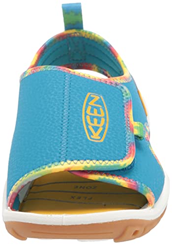 KEEN Knotch River Open Toe Sandals, Tie Dye/Vivid Blue, 3 US Unisex Big Kid