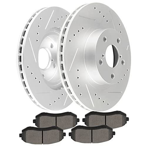 ORTUS UNI Front Brake Disc Rotors and Ceramic Pads Fits Drilled Slotted E82313501CP