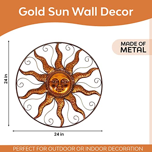 Metal Wall Art Sun Wall Decor Indoor Outdoor Sun Wall Art Patio Decor Large Garden Wall Art 24 inches