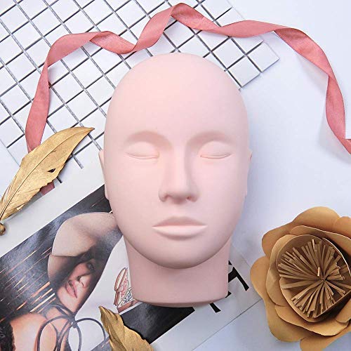 LASHVIEW Lash Mannequin Head, Practice Training Head,Make Up and Lash Extention,Cosmetology Doll Face Head,Soft-Touch Rubber Practice Head,Easy to Clean by Skincare Essential Oil.