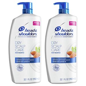 head and shoulders shampoo, daily-use anti-dandruff paraben free treatment, dry scalp care with almond oil, 32.1 fl oz, twin pack