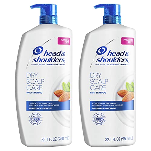 Head and Shoulders Shampoo, Daily-Use Anti-Dandruff Paraben Free Treatment, Dry Scalp Care with Almond Oil, 32.1 fl oz, Twin Pack