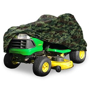 north east harbor neh deluxe riding lawn mower tractor cover fits decks up to 54″ – camouflage – water and sunray resistant storage cover