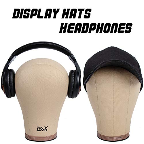 gexworldwide GEX Cork Canvas Block Head Mannequin Head Wig Display Styling Head With Mount Hole (Light Brown, 22")