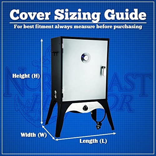 NEH Outdoor Smoker Grill Cover - 25" W x 17" D x 39" H - Electric, Propane, Pellet, or Charcoal BBQ Smoker Cover - Sunray Protected, and Weather Resistant Storage Cover - Black