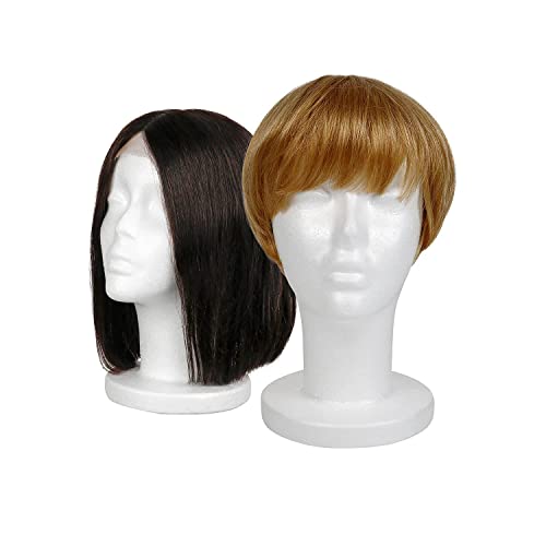 Studio Limited White Foam Mannequin Head Display, Styrofoam Wig Head (2 pack)