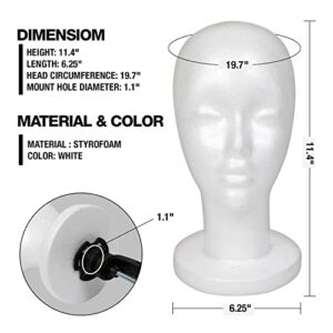 Studio Limited White Foam Mannequin Head Display, Styrofoam Wig Head (2 pack)