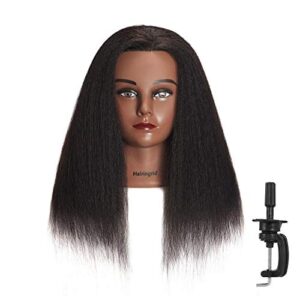 hairingrid mannequin head 14″ 100% real hair hairdresser cosmetology mannequin manikin training head hair and free clamp holder (14 inch)