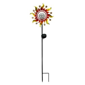 unido box solar powered metal sunray garden stake with color changing led light and mosaic glass crackle ball