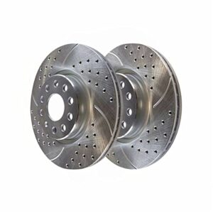 ortus uni front drilled slotted brake rotors pair 2 fits 34279