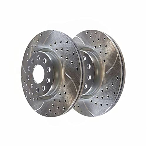 ORTUS UNI Front Drilled Slotted Brake Rotors Pair 2 Fits 34279