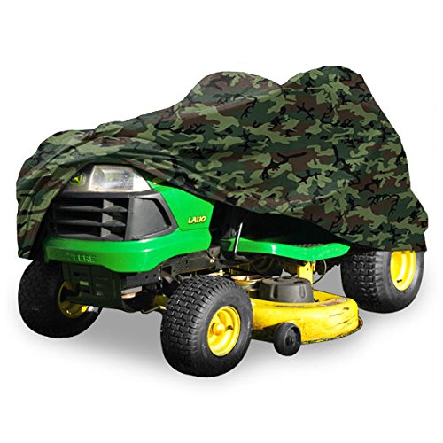 North East Harbor NEH Deluxe Riding Lawn Mower Tractor Cover Fits Decks up to 54" - Camouflage - Water and Sunray Resistant Storage Cover + KapscoMoto Keychain