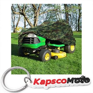 North East Harbor NEH Deluxe Riding Lawn Mower Tractor Cover Fits Decks up to 54" - Camouflage - Water and Sunray Resistant Storage Cover + KapscoMoto Keychain