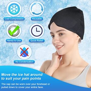 ComfiTECH Migraine Ice Head Wrap, Headache Relief Hat for Migraine Cap for Tension Puffy Eyes Migraine Relief Cap for Sinus Headache and Stress Relief Cold Compress (Medium Black)