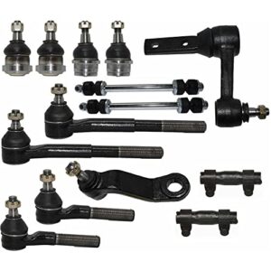 ortus uni 14-pc steering kit fits tie rod linkages idler & pitman arm -(black)