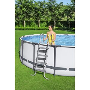 Bestway Steel Pro MAX 18 Foot x 48 Inch Round Metal Frame Above Ground Outdoor Swimming Pool Set with 1,000 Filter Pump, Ladder, and Cover