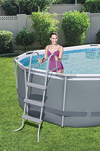 Bestway Power Steel 14' x 8'2" x 39.5" Oval Above Ground Pool Set | Includes 530gal Filter Pump, Ladder, ChemConnect Dispener