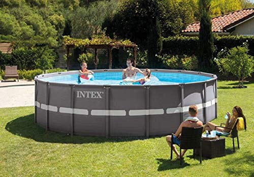 Intex 18ft X 52in Ultra Frame Pool Set with Sand Filter Pump, Ladder, Ground Cloth & Pool Cover