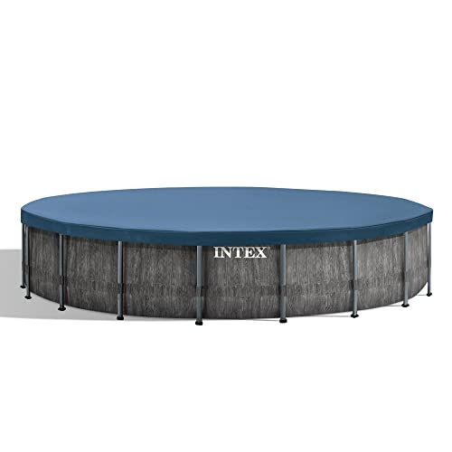 Intex Greywood Prism Frame 18' x 48" Round Above Ground Outdoor Swimming Pool Set with 1500 GPH Filter Pump, Ladder, Ground Cloth, and Pool Cover