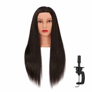 Headfix 26"-28" Long Hair Mannequin Head Stnthetic Fiber Hair Hairdresser Practice Styling Training Head Cosmetology Manikin Doll Head With Clamp Stand (6F1919LB0220)