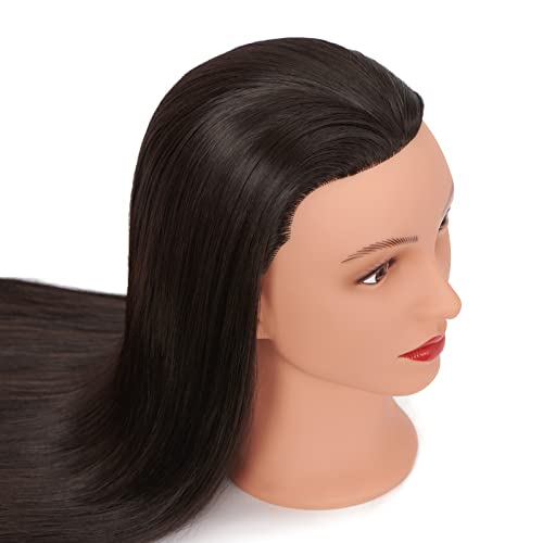 Headfix 26"-28" Long Hair Mannequin Head Stnthetic Fiber Hair Hairdresser Practice Styling Training Head Cosmetology Manikin Doll Head With Clamp Stand (6F1919LB0220)