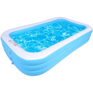 inflatable portable swimming pool family full size blow up kiddie pool play center 120″ x 72″ x 22″, suitable for kids children and adults family pools for garden backyard summer pool party