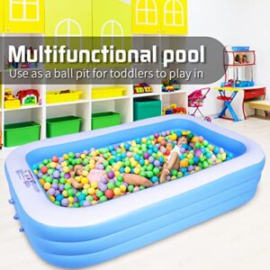 Inflatable Portable Swimming Pool Family Full Size Blow Up Kiddie Pool Play Center 120" X 72" X 22", Suitable for Kids Children and Adults Family Pools for Garden Backyard Summer Pool Party