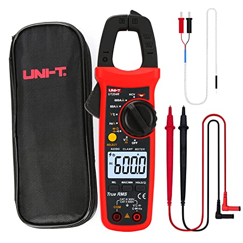 UNI-T UT204R Digital Clamp Meter, Auto Ranging TRMS 6000 Counts NCV Volt Amp Meter with AC/DC Ohm Diode Capacitance Resistance Temperature Frequency Continuity Test