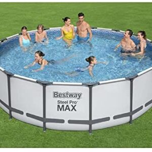 Bestway Steel Pro MAX 16 Foot x 48 Inch Round Metal Frame Above Ground Outdoor Swimming Pool Set with 1,000 Filter Pump, Ladder, and Cover