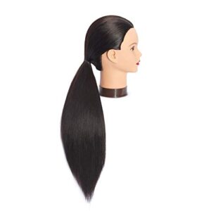 HEADFIX 26"-28" Long Hair Mannequin Head Stnthetic Fiber Hair Hairdresser Practice Styling Training Head Cosmetology Manikin Doll Head With Clamp Stand (6F1919LB0220)