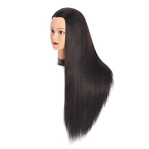 HEADFIX 26"-28" Long Hair Mannequin Head Stnthetic Fiber Hair Hairdresser Practice Styling Training Head Cosmetology Manikin Doll Head With Clamp Stand (6F1919LB0220)