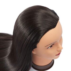 HEADFIX 26"-28" Long Hair Mannequin Head Stnthetic Fiber Hair Hairdresser Practice Styling Training Head Cosmetology Manikin Doll Head With Clamp Stand (6F1919LB0220)