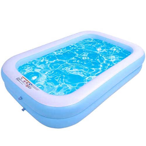 Inflatable Blow Up Kiddie Pool Family Swimming Pool 103" X 69" X 20" Family Full Size Rectangular Pool Paddling Water Splashing Ball Pool for Kids Toddler Adult for Outdoor Garden Backyard