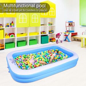 Inflatable Blow Up Kiddie Pool Family Swimming Pool 103" X 69" X 20" Family Full Size Rectangular Pool Paddling Water Splashing Ball Pool for Kids Toddler Adult for Outdoor Garden Backyard