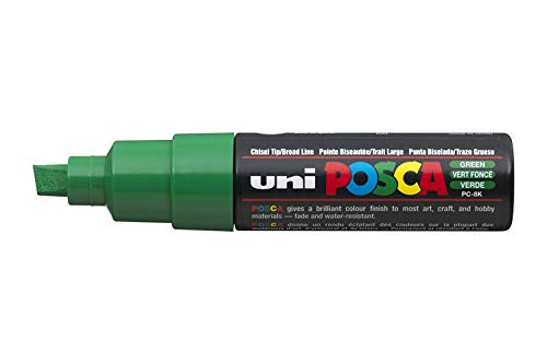 UNI POSCA PC-8K CHISEL TIP MARKER PEN- GREEN (BOX OF 6)