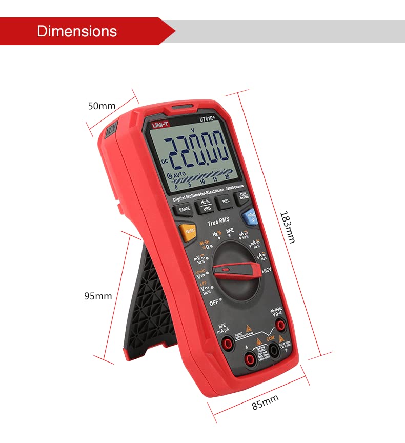 UNI-T Digital Multimeter UT61E+ 22000 Counting AC and DC Current Multimeter High-Frequency Response Measurement Can accurately Measure Changes in weak Signals