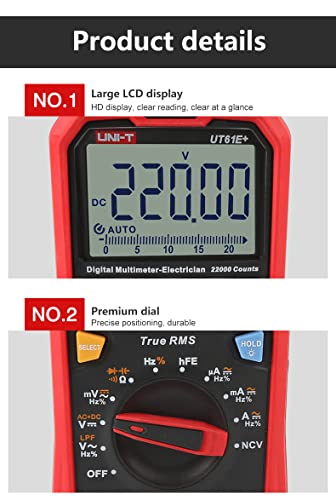 UNI-T Digital Multimeter UT61E+ 22000 Counting AC and DC Current Multimeter High-Frequency Response Measurement Can accurately Measure Changes in weak Signals