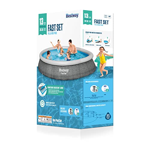 Bestway Fast Set 13' x 33" Round Inflatable Above Ground Pool Set | Includes 530gal Filter Pump