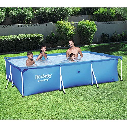 Bestway Steel Pro 8.5 Feet x 67 Inch x 24 Inch Rectangular Steel Frame Above Ground Outdoor Backyard Swimming Pool, Blue (Pool Only)