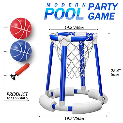 HAHAKEE Pool Basketball Hoop,Swimming Pool for Kids & Adults,Great Choice in Summer Water Play,Include 2 Balls and 1 Pump
