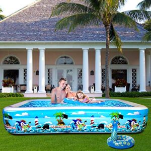 Inflatable Pool, 120" X 72" X 22" Family Full-Sized Inflatable Lounge Pool for Kids, Toddlers, Infant & Adult for Ages 3+, Swimming Pools Above Ground, Outdoor, Garden, Backyard, Summer Water Party