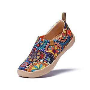 uin blossom women’s fashion floral art sneaker painted canvas slip-on ladies travel shoes (blossom, 7.5)