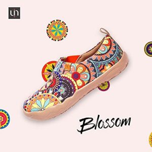 UIN Blossom Women's Fashion Floral Art Sneaker Painted Canvas Slip-On Ladies Travel Shoes (Blossom, 7.5)