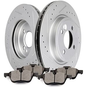 ortus uni front ceramic brake pads and rotors fits drilled