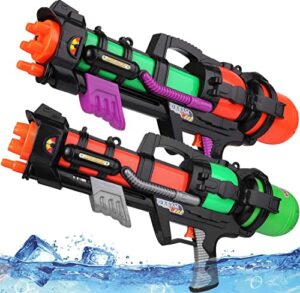 2 pack water guns for kids adults 1500cc blaster 40 ft long range water soaker squirt guns for swimming pools party beach sand water fighting
